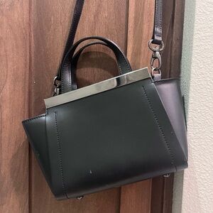 Genuine Leather Alberta Di Canio Black Crossbody Bag
